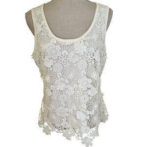Laffaire Creamy White Crochet Lace Sleeveless Top S